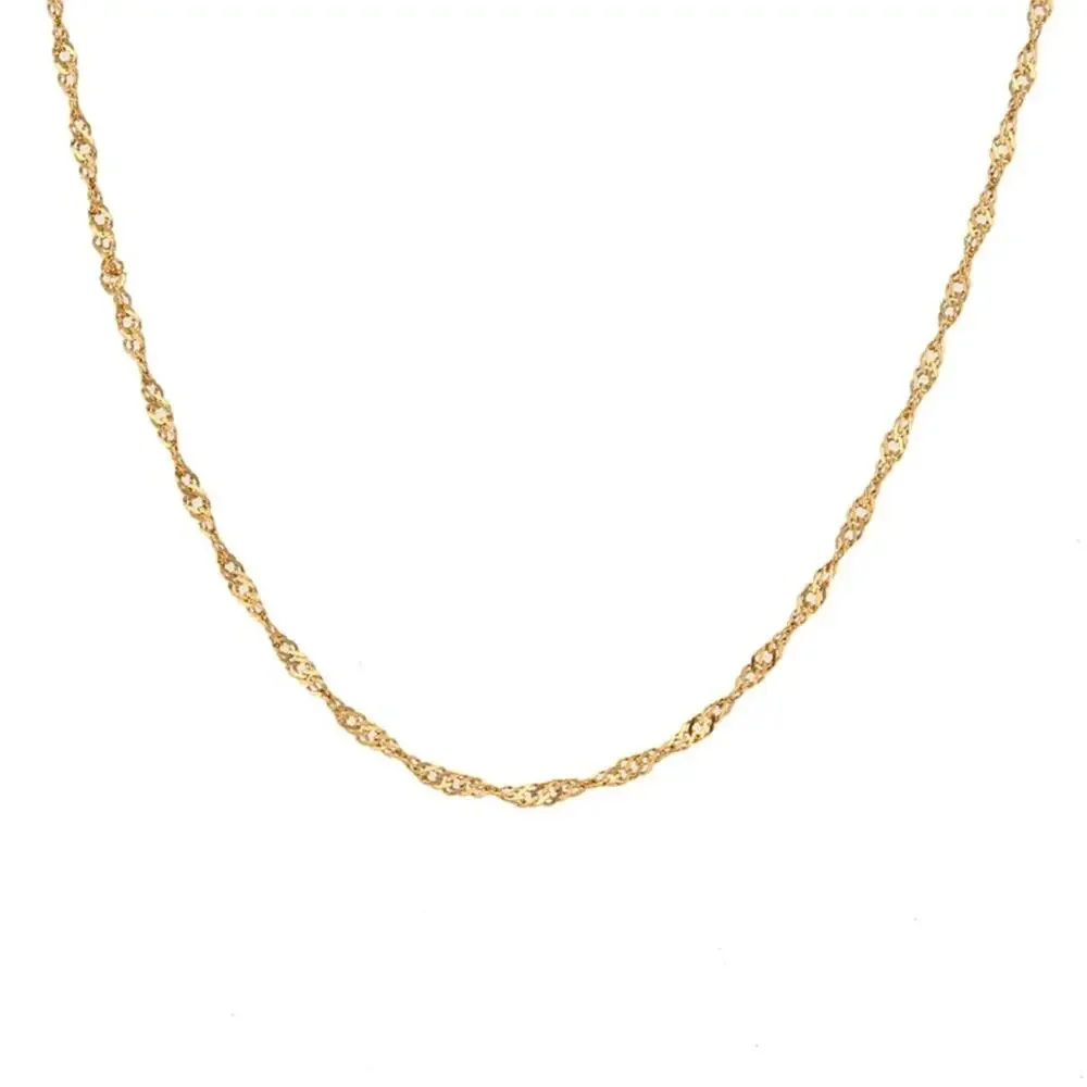 NEW 18K yellow gold plated twisted wave chain choker necklace jewelry B21B